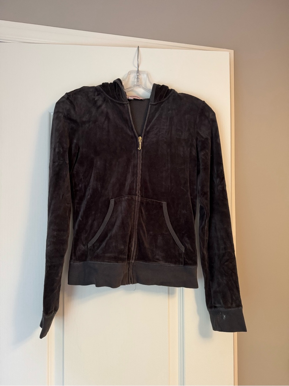 Juicy Women's Black Velvet Zip-Up Hoodie Jacket